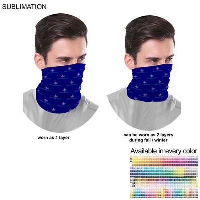 Sublimated Multifunction Tubular Winter Neck Gaiter Which Can Be Worn As 2-layers (2ply)